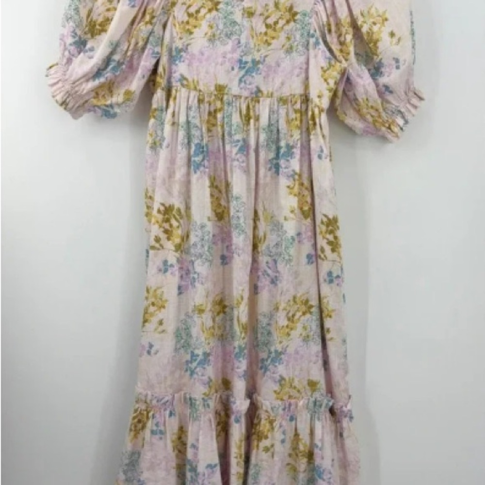 B44 Hunter Bell Palmer Maxi Dress Floral Puff Sleeve Flowy Garden Party - Picture 4 of 12